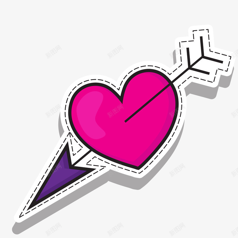 手绘卡通贴纸一箭穿心png免抠素材_88icon https://88icon.com 一箭穿心 卡通 手绘 爱情 贴纸