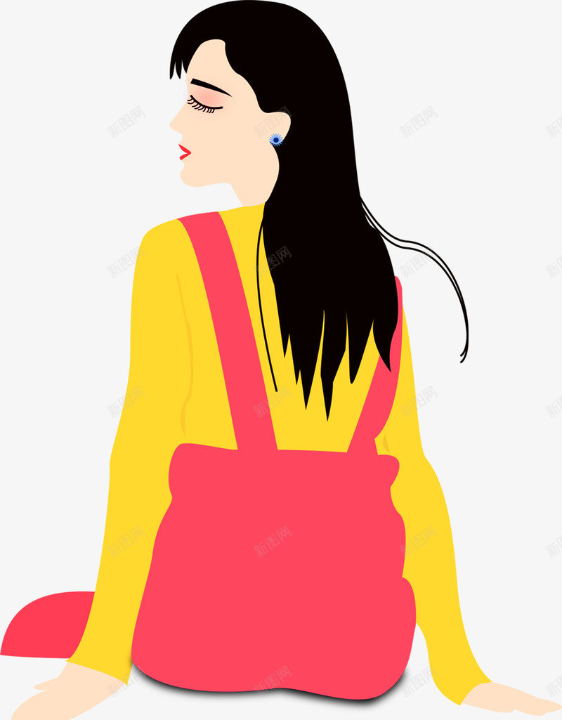 手绘美女黄色衣服红色裙子妇女节png免抠素材_88icon https://88icon.com 妇女节 手绘美女 红色裙子 黄色衣服