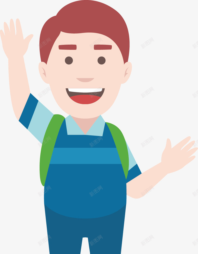 微笑招手学生矢量图ai免抠素材_88icon https://88icon.com 儿童 卡通手绘 学生 微笑 男孩 男性 矢量图
