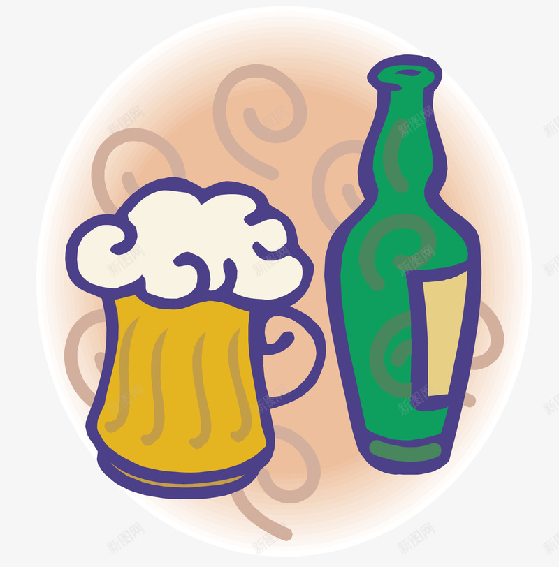 一瓶啤酒和一杯啤酒png免抠素材_88icon https://88icon.com 促销 啤酒烧烤 啤酒节 夜市 小吃 扎啤 酒瓶 饭店