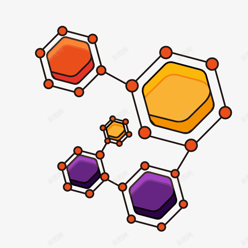 彩色分子结构png免抠素材_88icon https://88icon.com 分子结构 化学装饰 卡通 彩色 背景装饰