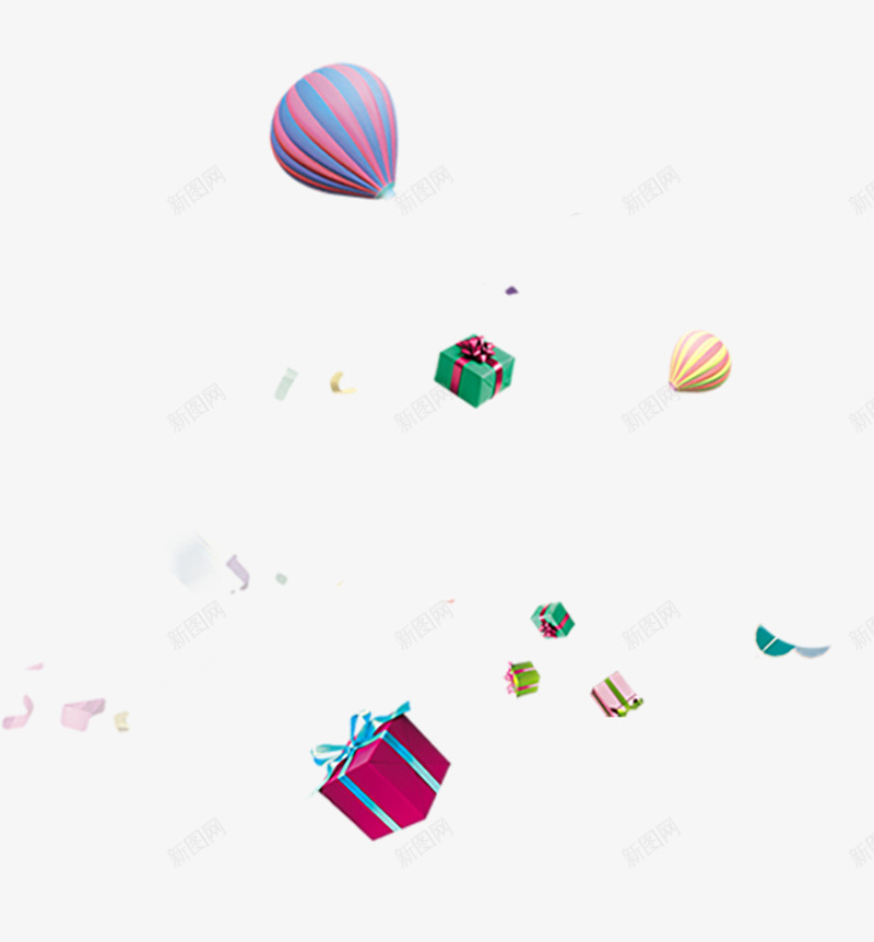 热气球礼物漂浮物png免抠素材_88icon https://88icon.com 漂浮物 热气球 碎片 礼物 空气球 素材