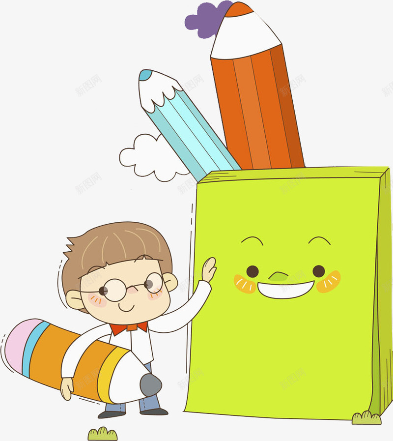 拿着铅笔的帅气男孩png免抠素材_88icon https://88icon.com 书本 卡通 可爱的 小男孩 帅气的 微笑的 绿色的 铅笔