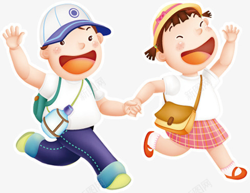 卡通男孩和女孩手牵手一起png免抠素材_88icon https://88icon.com 一起 卡通 女孩 男孩