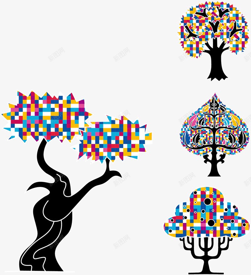 创意树木七彩颜色扁平化装矢量图ai免抠素材_88icon https://88icon.com 七彩颜色 创意树木 扁平化 矢量图免费下载 装饰图案 矢量图