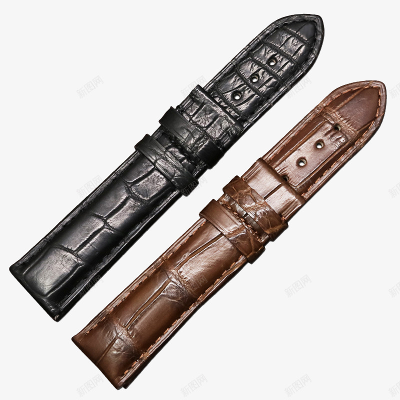 黑色和棕色鳄鱼皮表带png免抠素材_88icon https://88icon.com 产品实物 代用浪琴OMEGA欧米茄表带 真皮 鳄鱼表带 黑色和棕色鳄鱼皮表带