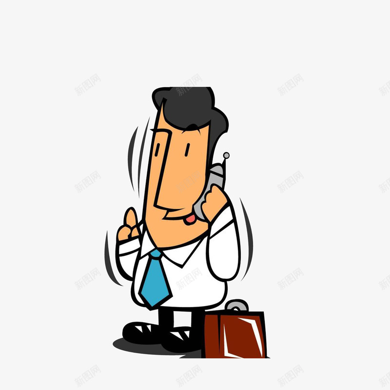 卡通打电话的业务员png免抠素材_88icon https://88icon.com 卡通成人 打电话的男子 棕色公文包 跑业务