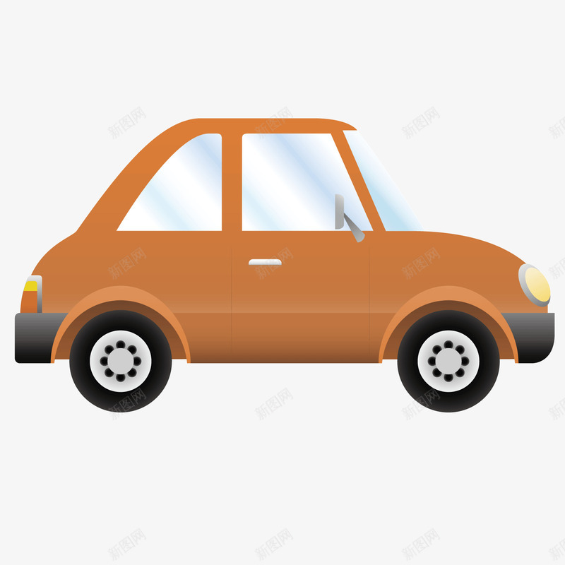 棕色小汽车扁平轿车png免抠素材_88icon https://88icon.com 小汽车 扁平车 扁平轿车 棕色