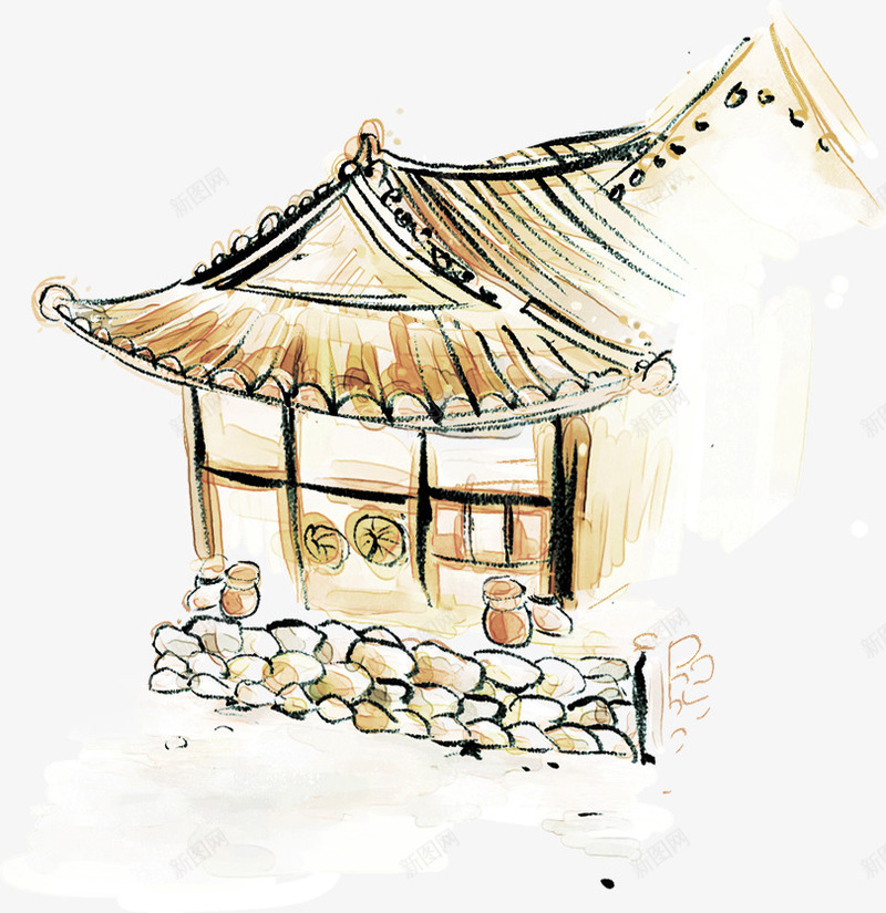 手绘棕色复古房屋png免抠素材_88icon https://88icon.com 复古 房屋 棕色