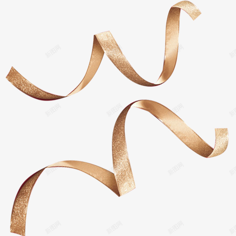 两条金色的丝带png免抠素材_88icon https://88icon.com PNG素材 两条 丝带 弯曲 金色