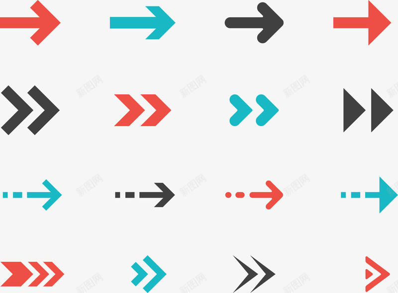 手绘箭头png免抠素材_88icon https://88icon.com 向右箭头 彩色箭头 快进 扁平 手绘 简单的箭头 虚线箭头