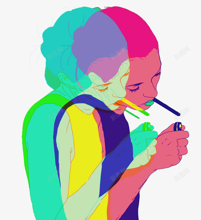 叠影头像png免抠素材_88icon https://88icon.com 叠影头像 女孩 波普风格