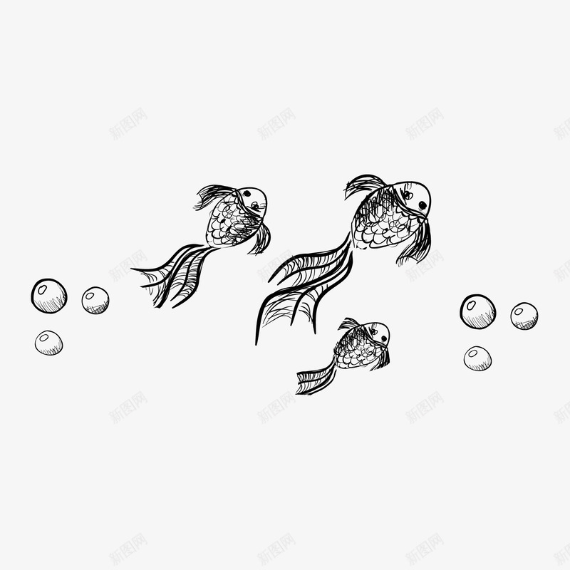 手绘鱼泡泡气泡png免抠素材_88icon https://88icon.com 手绘鱼 气泡 泡泡 海底世界 海洋 金鱼