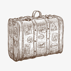 线稿行李箱矢量图png图片下载 线稿行李箱矢量图素材