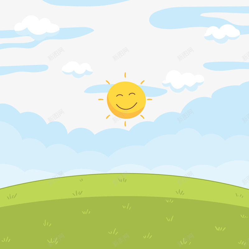 卡通草地蓝天png免抠素材_88icon https://88icon.com 卡通太阳 卡通风景 大片草地 天空 简笔画草地 绿色草地 背景装饰 蓝天