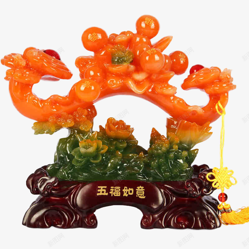 五福如意玉质摆件png免抠素材_88icon https://88icon.com 富贵花开 招财进宝 玉如意 玉如意摆件 玉摆件 玉牡丹