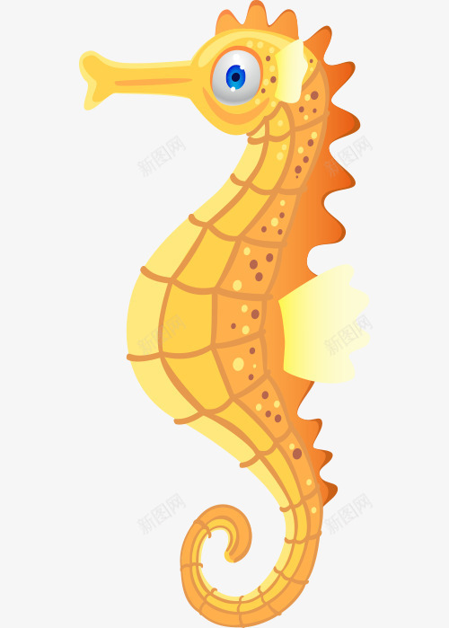 黄色的海马png免抠素材_88icon https://88icon.com 海底世界 黄色的海底动物 黄色的海马