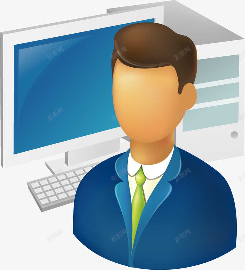 办公人员和电脑简图png免抠素材_88icon https://88icon.com 人物 办公 卡通 工作人员 电脑 男人 西装