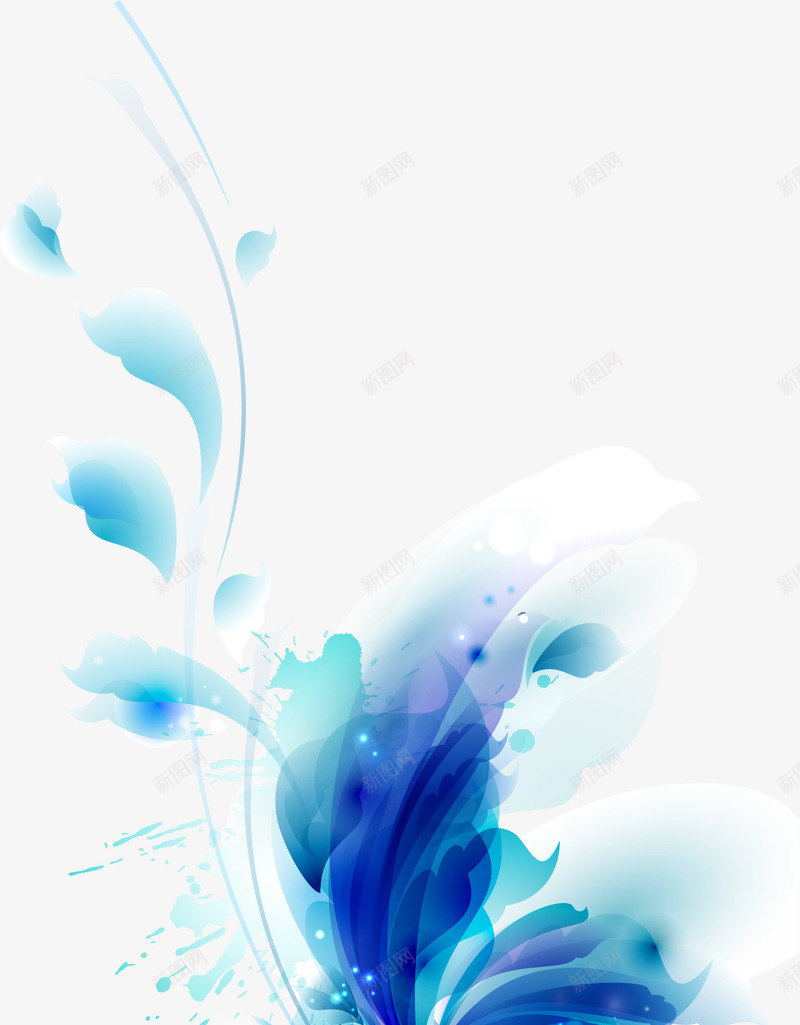 蓝色炫彩图案png免抠素材_88icon https://88icon.com 天蓝色 矢量花瓣 蓝色 蓝色花素材