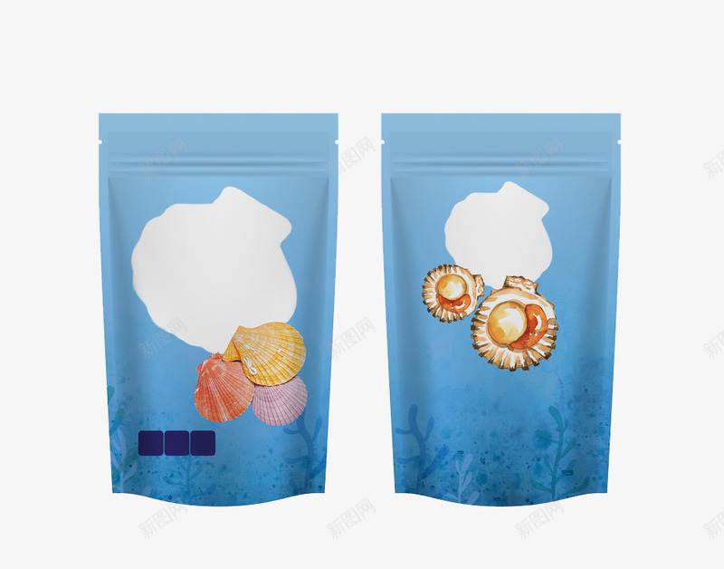 海鲜贝类包装png免抠素材_88icon https://88icon.com PVC材质 商品包装 塑料袋 扇贝 海鲜 贝类食品 零食食品