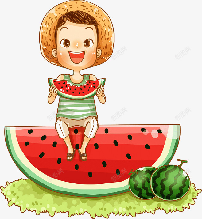 西瓜小男孩夏天夏日元素png免抠素材_88icon https://88icon.com PNG素材 元素 免抠 夏天 夏日PNG 正太 素材 西瓜破 设计素材