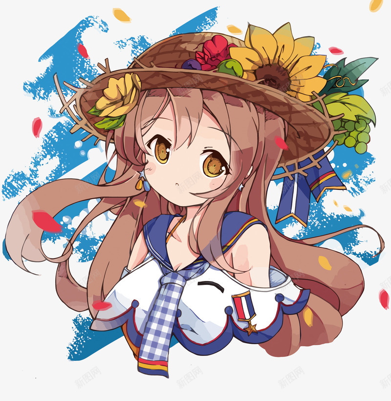 清爽的少女矢量图eps免抠素材_88icon https://88icon.com 卡通手绘 太阳花 少女PNG矢量图 少女免扣PNG图 矢量少女 花朵 草帽 矢量图
