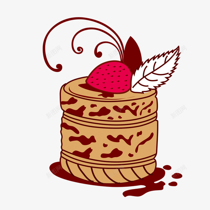 慕斯蛋糕png免抠素材_88icon https://88icon.com 一块 巧克力 慕斯蛋糕 手绘 棕色 甜点 白色 红色