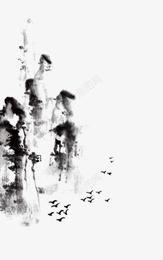 中国风水墨山水情psd免抠素材_88icon https://88icon.com 中国风 山水情 文字 水墨