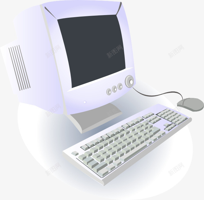 老式白色电脑png免抠素材_88icon https://88icon.com 显示屏 白色电脑 键盘 鼠标