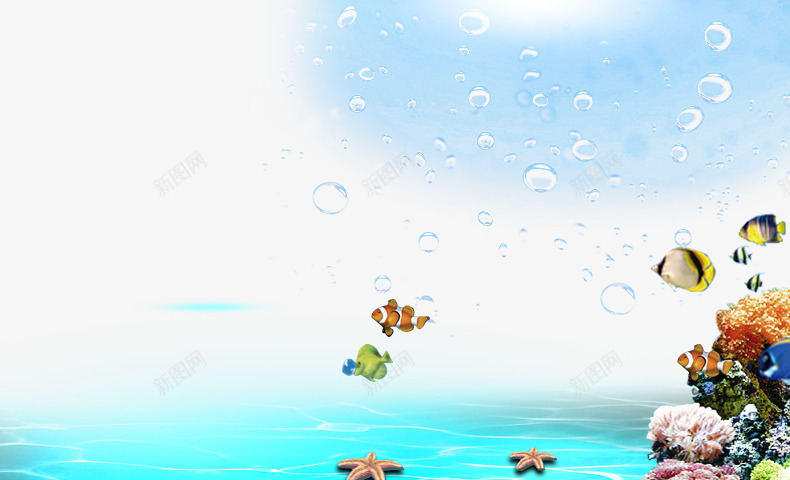 海底世界背景png免抠素材_88icon https://88icon.com PNG素材 免费素材 海底世界 海报素材 海星 鱼
