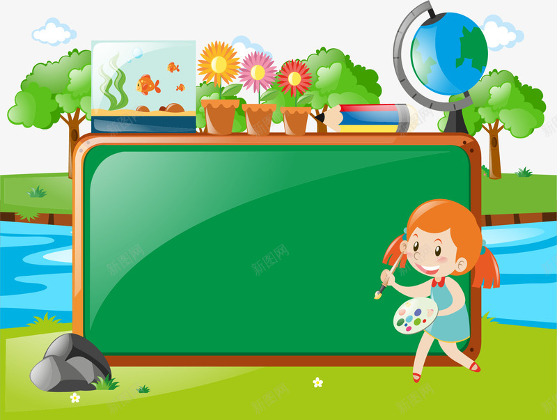 绘画黑板留言板矢量图ai免抠素材_88icon https://88icon.com 儿童培训 儿童教育 留言板 矢量素材 绘画 黑板报 矢量图