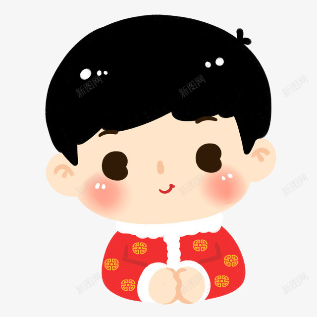 拜年的男孩卡通png免抠素材_88icon https://88icon.com 卡通 拜年 男孩