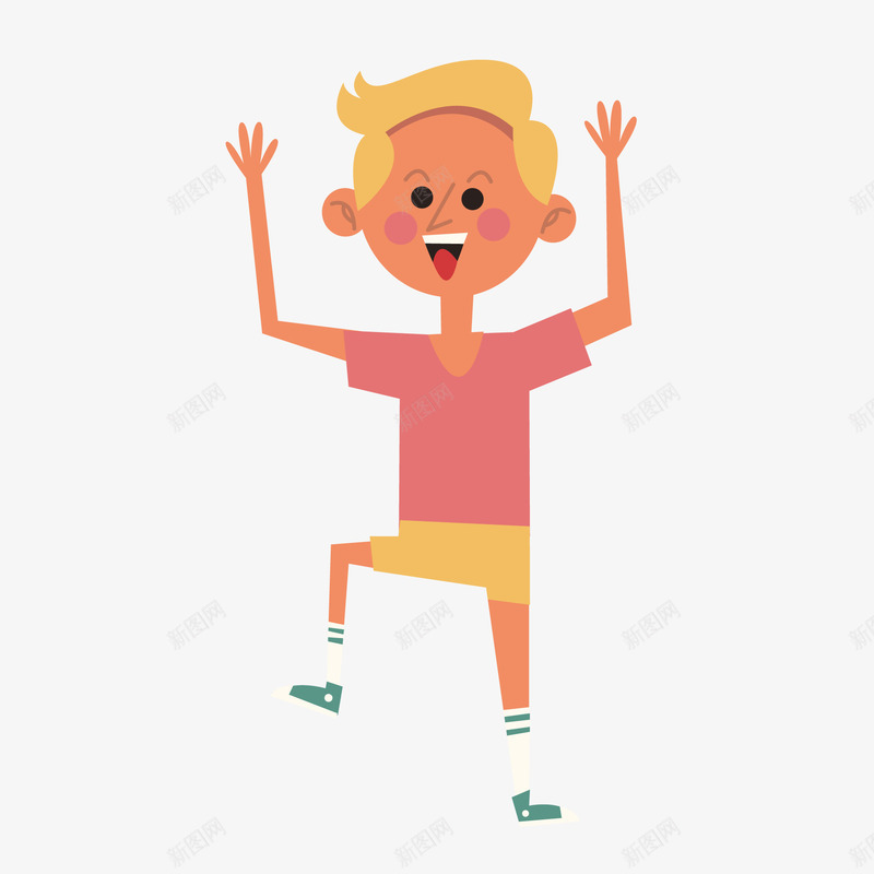 卡通扁平化男孩矢量图ai免抠素材_88icon https://88icon.com 举起双手 人物设计 儿童节 扁平化 男孩 矢量图