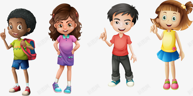 手绘卡通小朋友png免抠素材_88icon https://88icon.com 卡通 女孩 小朋友 手绘 男孩 白人 背书包的小男孩 黑人