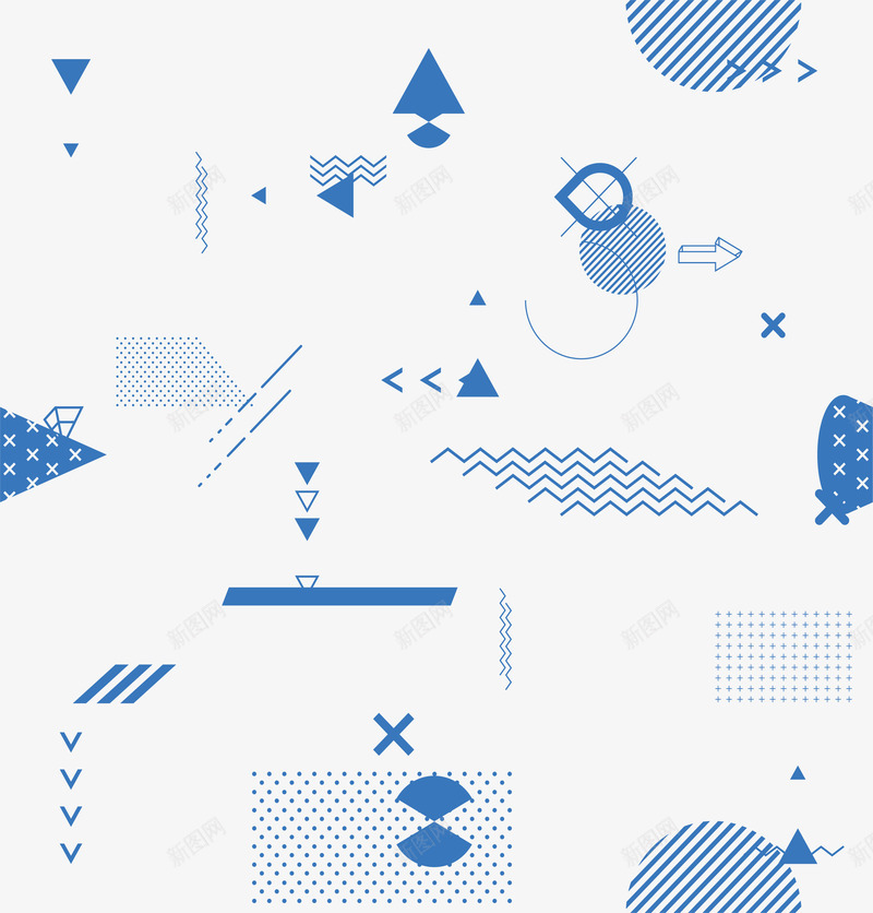 波普蓝色几何抽象装饰矢量图ai免抠素材_88icon https://88icon.com 几何 创意 图案 多彩 孟菲斯 彩色 波普 渐变 电商 矢量图 线条 设计