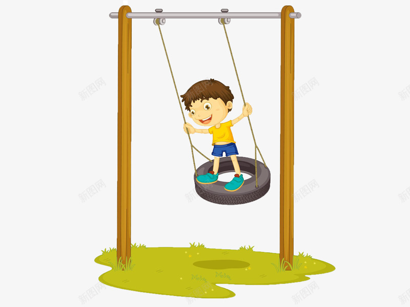 荡秋千的小男孩png免抠素材_88icon https://88icon.com PNG素材 卡通 小男孩 秋千