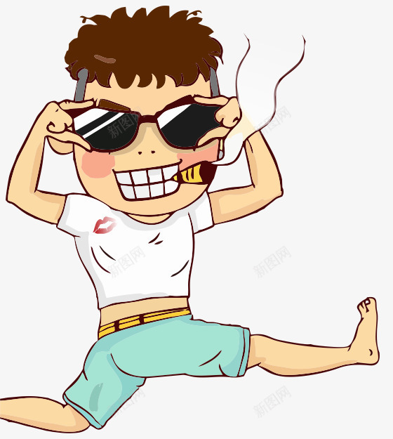 耍酷的男孩png免抠素材_88icon https://88icon.com h5素材 卡通人物 耍酷的男孩