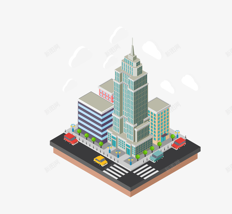 等距城市建筑插画png免抠素材_88icon https://88icon.com 25D建筑 25D立体插画 地产广告 城市道路 建筑 现代时代地产 立体大楼 立体建筑 立体插画 等距城市 设计