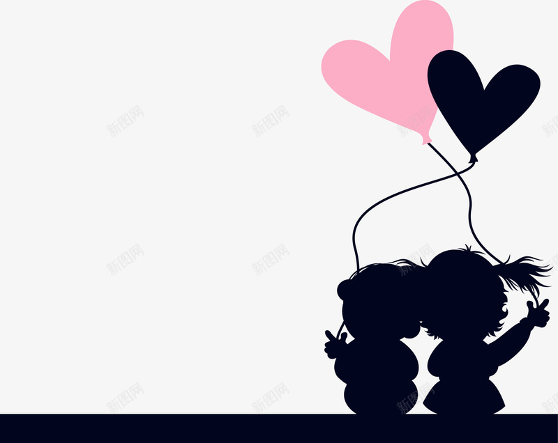 手绘爱情剪影png免抠素材_88icon https://88icon.com 剪影素材 手绘爱情剪影 爱心