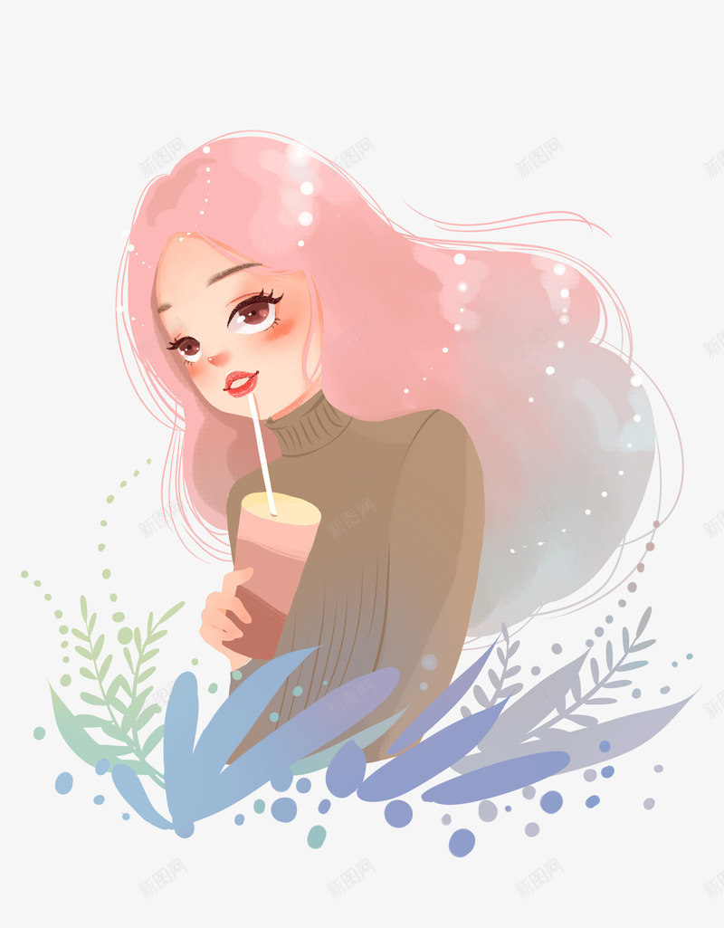女孩手绘奶茶png免抠素材_88icon https://88icon.com 女孩 奶茶 手绘 招牌奶茶 漫画女 红色女孩