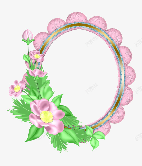 小花相框png免抠素材_88icon https://88icon.com 手绘 相框 简单 粉色