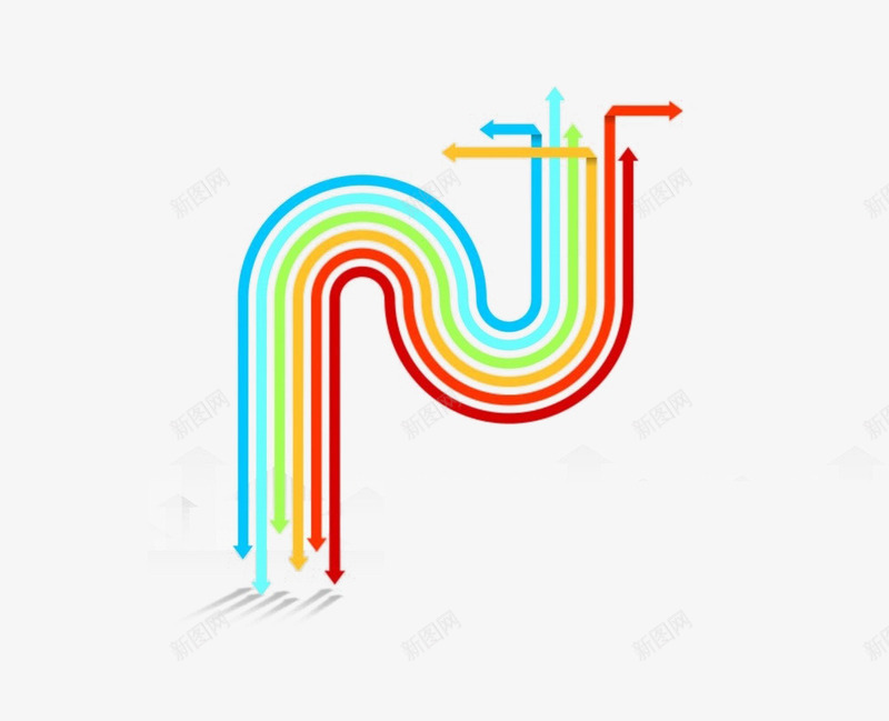 七彩箭头png免抠素材_88icon https://88icon.com 七彩箭头 分散箭头 指示箭头