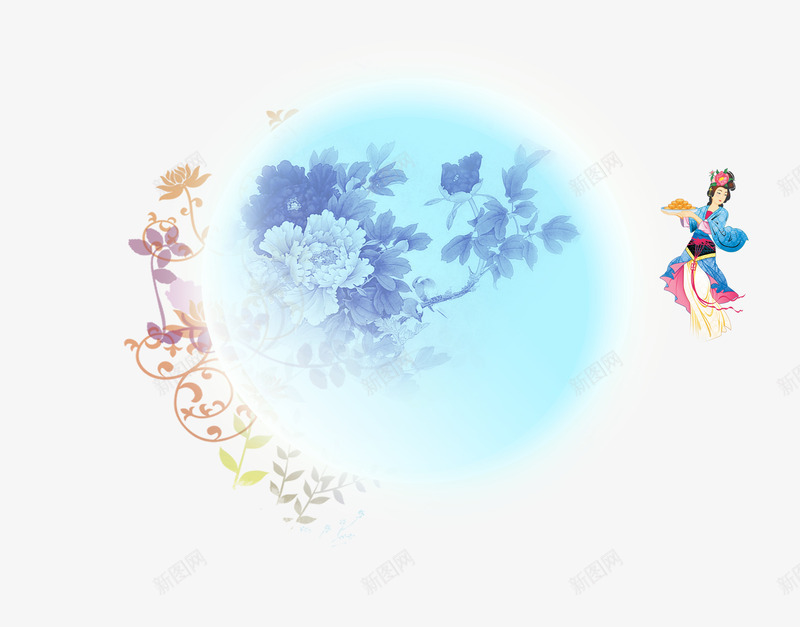月亮元素png免抠素材_88icon https://88icon.com 月亮 桂花树 灿哥 花朵 蓝色 青色