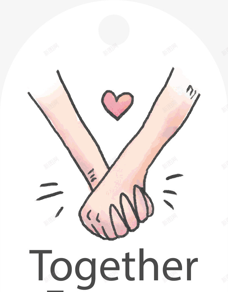 手绘手拉手情人节标签矢量图ai免抠素材_88icon https://88icon.com 情人节 情人节标签 手拉手 爱情 矢量png 美好爱情 矢量图