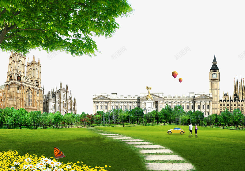 城堡石板路草地png免抠素材_88icon https://88icon.com 人物 建筑 草地 风景