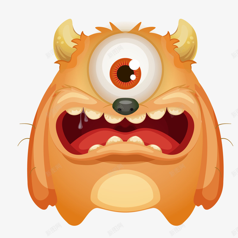 橙色的一个眼睛的怪物矢量图ai免抠素材_88icon https://88icon.com 一个眼睛 卡通 大嘴巴 大眼睛 怪物 橙色 矢量图