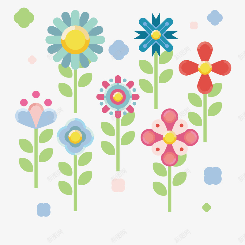 七彩卡通花卉矢量图ai免抠素材_88icon https://88icon.com 七彩 卡通 图案设计 植物 花卉 矢量图