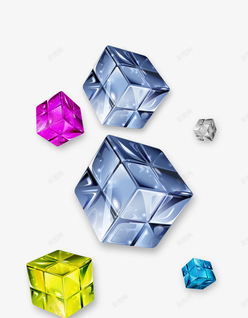 钻石魔方psd免抠素材_88icon https://88icon.com 立体 粉色 钻石 魔方