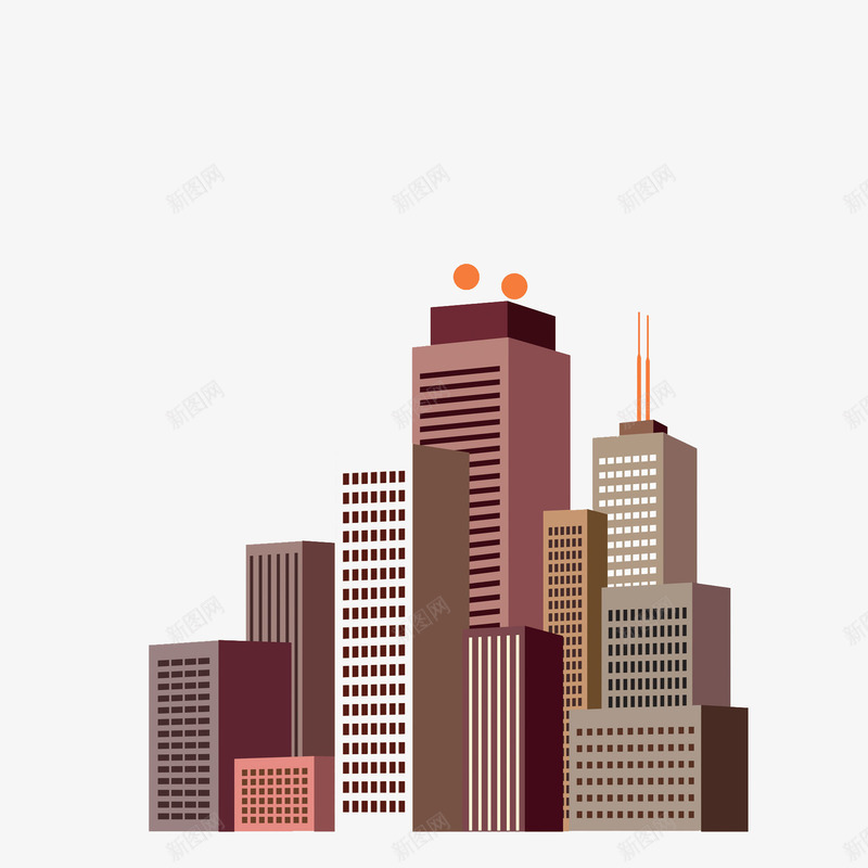 高低不一的立体建筑楼png免抠素材_88icon https://88icon.com 创意 卡通 商务 城市 建筑楼 手绘 立体 高低