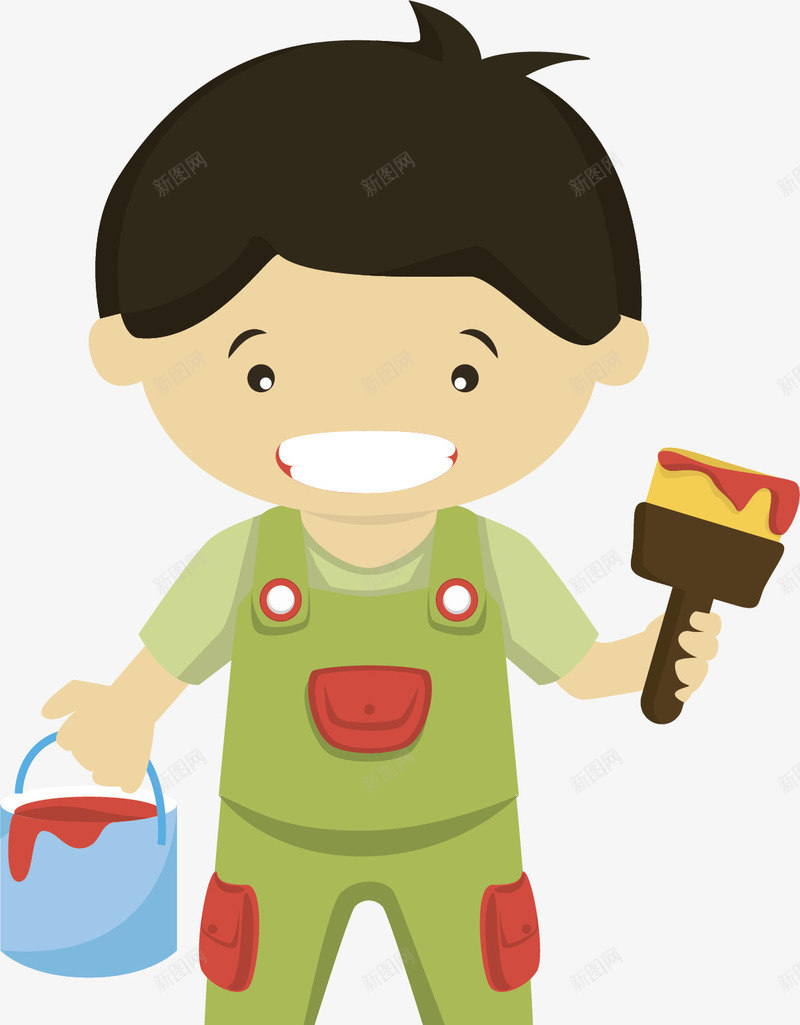 拿着油漆的油漆工矢量图ai免抠素材_88icon https://88icon.com 五一节 劳动节 劳动节工人 油漆工 矢量png 粉刷匠 矢量图
